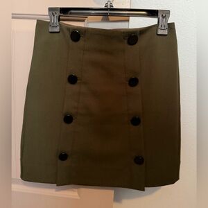 Olive green Loft skirt with button detail. Size 0.
